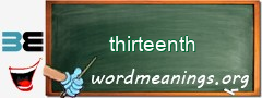 WordMeaning blackboard for thirteenth